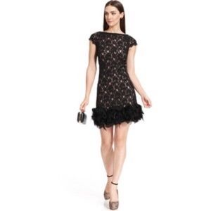 Jessica Simpson Black Lace Feather Dress